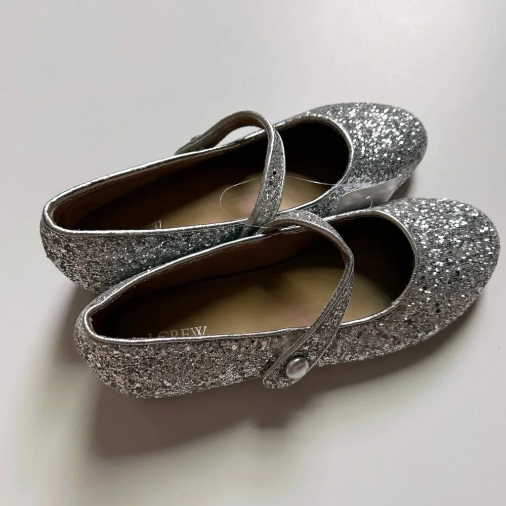 NEW J. Crew Factory Crewcuts Girl Heeled Glitter Maryjane Shoes size 3